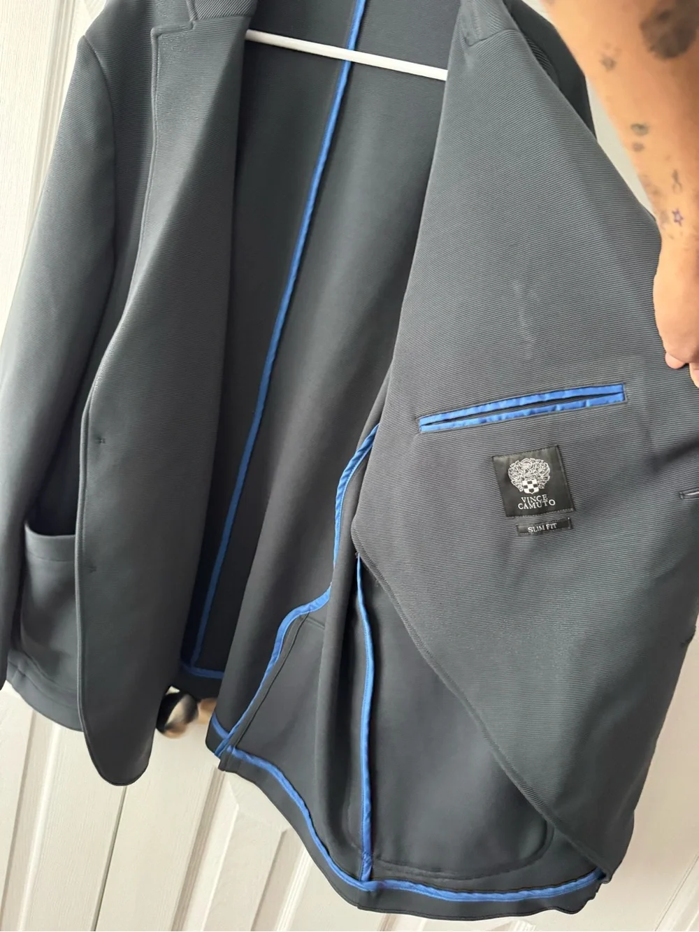Vince Camuto Charcoal Grey Stretch Ribbed Blazer XXL Modern Tailored NWT Suit